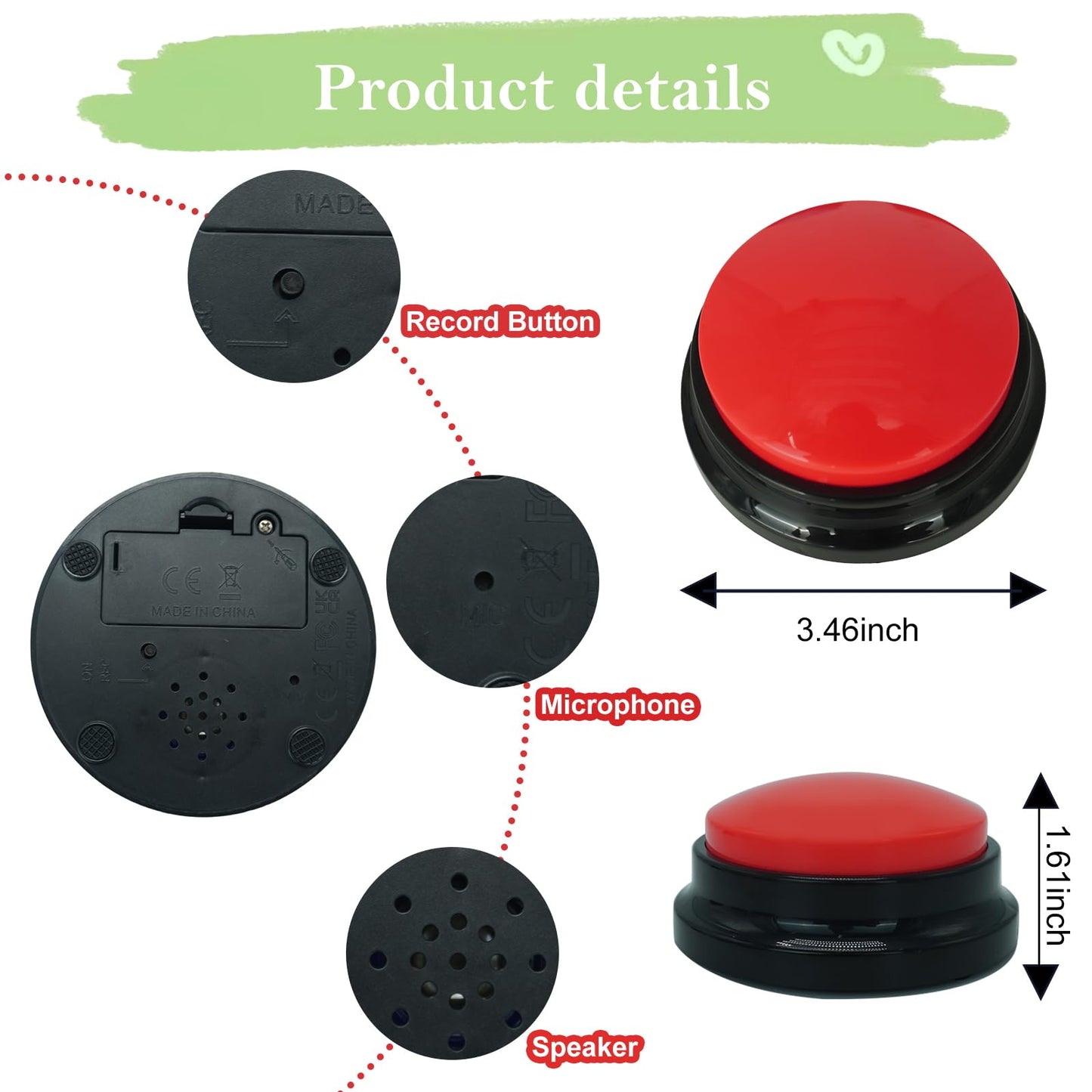 Gelabur Set of 8 Dog Buttons for Communication, Voice Recordable Buttons for Classroom, Dog Training Talking Buttons Starter Set, Pet Easy Speaking Buttons Tools