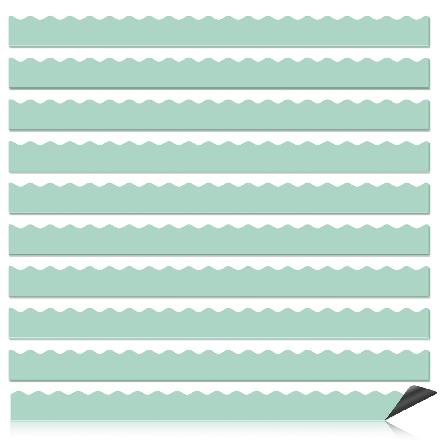 30 Pcs Magnetic Borders for Classroom Whiteboard - Mint Green Magnetic Bulletin Board Border Set - Scalloped Chalkboard Border Strips for Teachers, Parents, DIY Home,School & Office Decoration