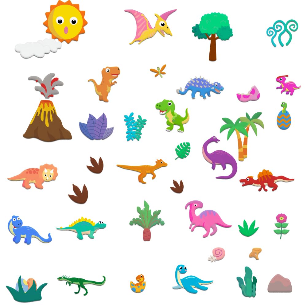 BEUNITONE 40PCS Dinosaur Felt Board Stories Set Animal Storytelling Flannel Board Colorful Interactive Early Learning Teaching Play Kits for Classroom Christmas Birthday Gift