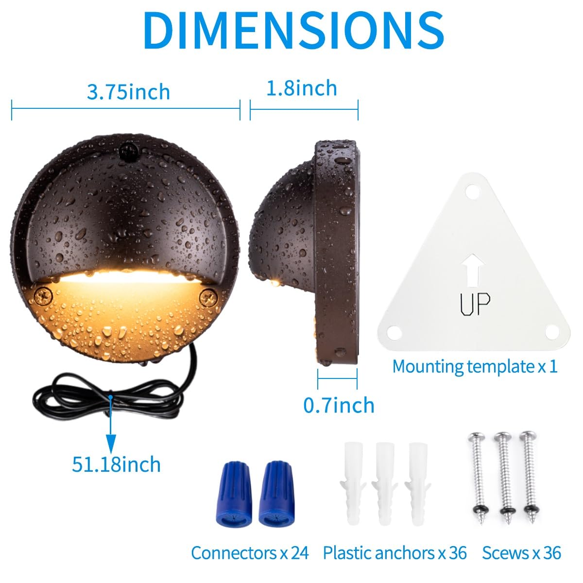 BTNHPLite LED Deck Lights, 2700K Soft Warm White, Aluminum, 12-Pack, Model JC-HM-SL01, IP65, 2.5W, 180
