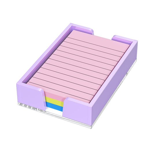 WINFFOR Acrylic Notepad Holder Dispenser - 4x6 in Sticky Note Memo Holder Self-Stick Note Pad Organizer (W/O Pads) Office Desk Accessories School Supplies, Purple
