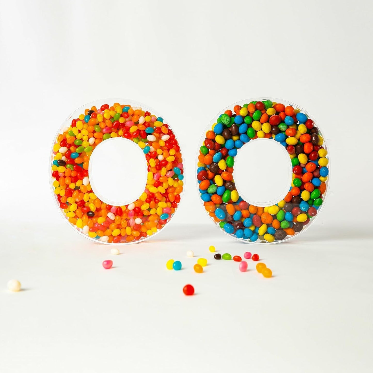 OAEUQ 10-Inch Magnetic Alphabet Candy Jar Refillable Fillable Letters For Candy Tray Reusable Lidded Candy Jar Candy Buffet Container Set (O, 1)