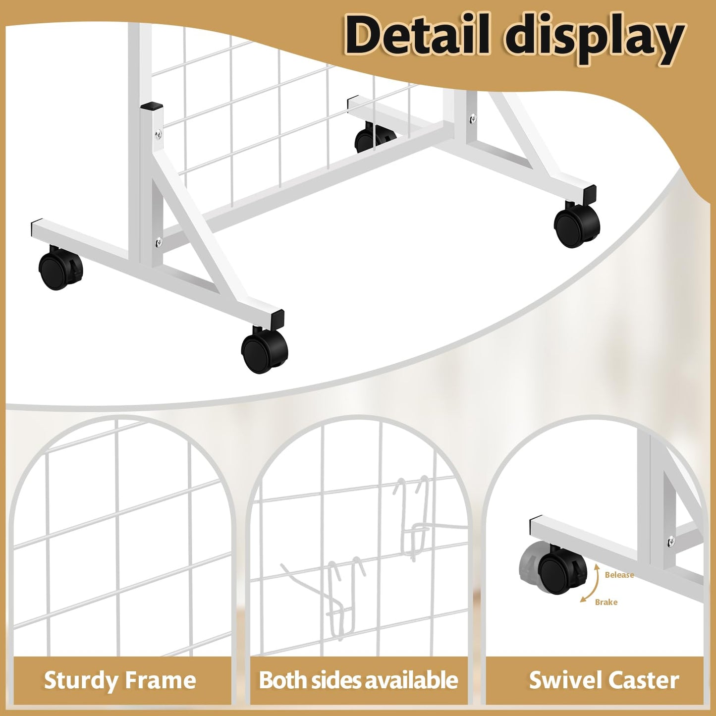 Blulu 4 Pcs Standing Grid Panels Tower, 2' x 6' T Base Grid Wall Display Racks Freestanding Vendor Events Display Racks Kit for Home Retail Trade Show Arts Craft Fair (White)