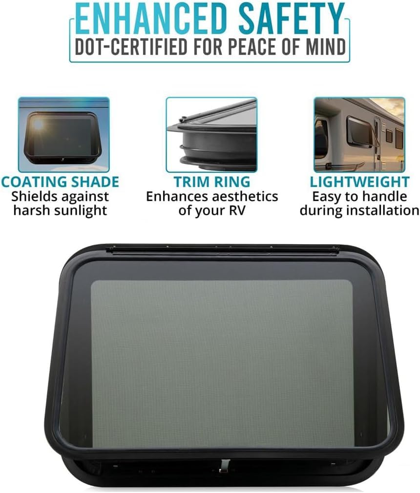 PRO FLEX RV Exit Window ·Tempered Glass, Easy Installation, DOT Certified ·30in W x 20in H ·Weather-Resistant