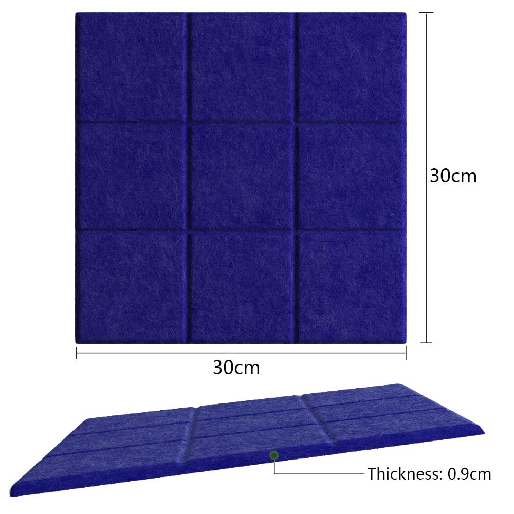 Uoisaiko Large Felt Board Tiles for Wall with 30 Push Pins, 11.8"x11.8" Pack of 6 Pin Board Notice Boards for Home Office Kitchen, Bulletin Board Wall Tiles for Photos Memos (Dark Blue, 6 Pack)