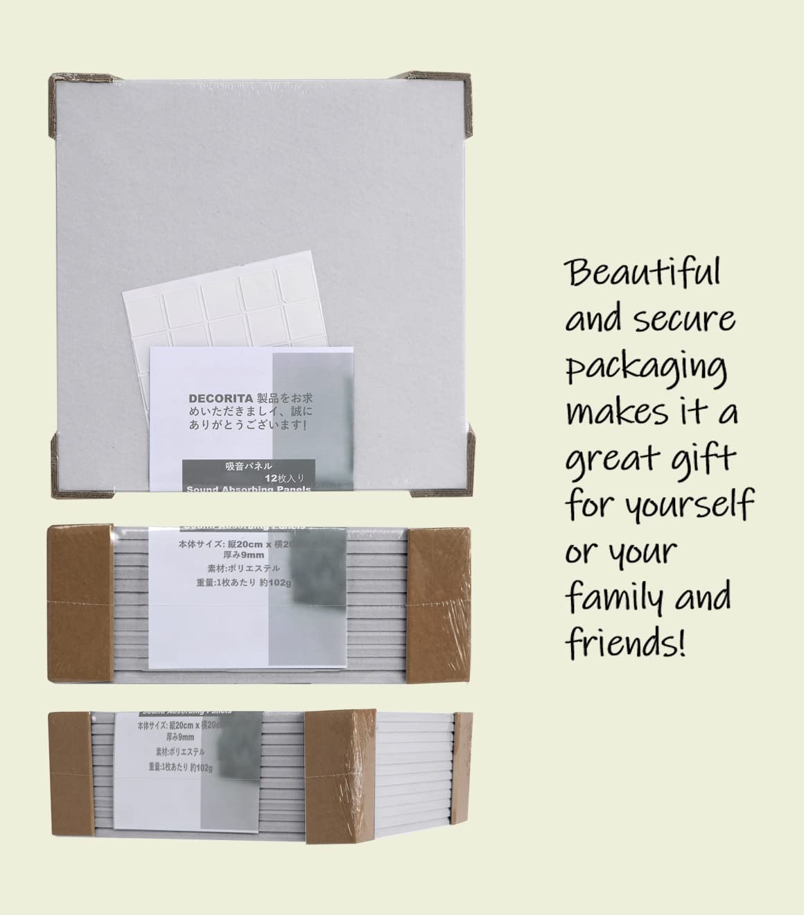 DECORITA Felt Wall Tiles | Large Cork Board Alternative | Aesthetic Felt Bulletin Board for Office, Home & Classroom | Large Cork Boards for Walls Pinboard (12-Pack) | Gray White