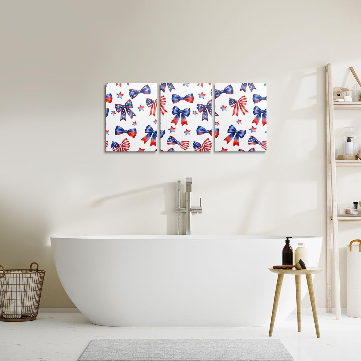 Feelyou Patriotic 250th Anniversary 3 Piece Canvas Wall Art for Living Room Bedroom 4th of July Wall Art for Home Decor American Flag Office Decor Artwork Red and Blue Star Print Picture Posters