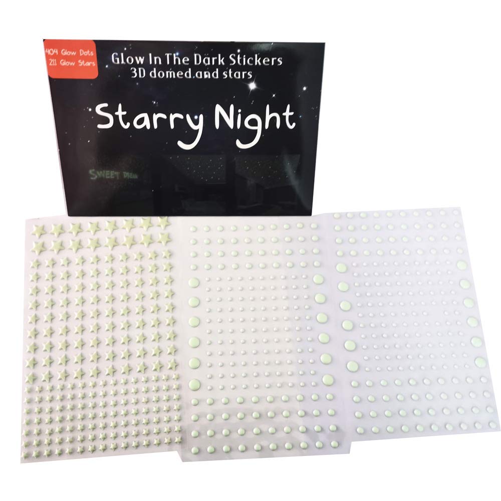 Quanhaigou Realistic 3D Domed Stars Glow in The Dark,615 pcs Dots Stars for Starry Sky, Stickers for Ceiling and Wall Decals, Perfect for Kids Bedding Room Party Birthday Gift(615 pcs)