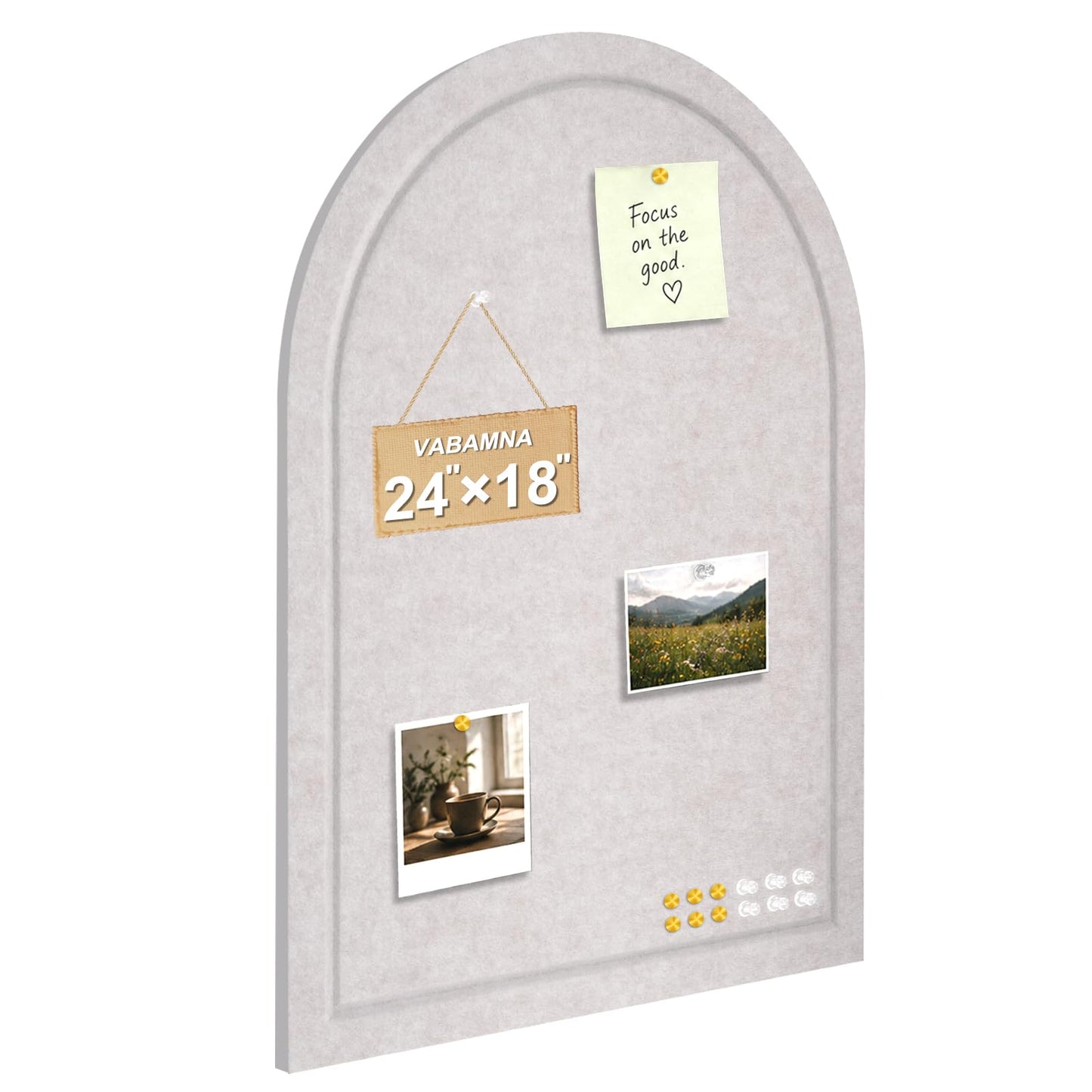 Arched Felt Bulletin Board, Sized 24" x 18" Cork Board Alternative Grooved Edge Foldable for Office & Wall, Customizable Adhesive Tile with Pin Hook for Photo Display School Home Office, Oatmeal
