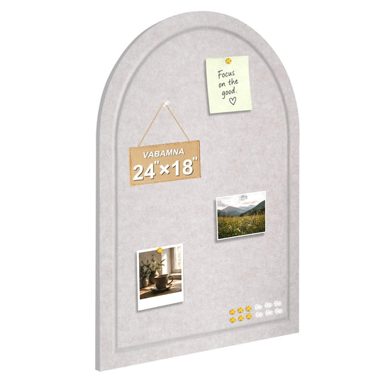 Arched Felt Bulletin Board, Sized 24" x 18" Cork Board Alternative Grooved Edge Foldable for Office & Wall, Customizable Adhesive Tile with Pin Hook for Photo Display School Home Office, Oatmeal