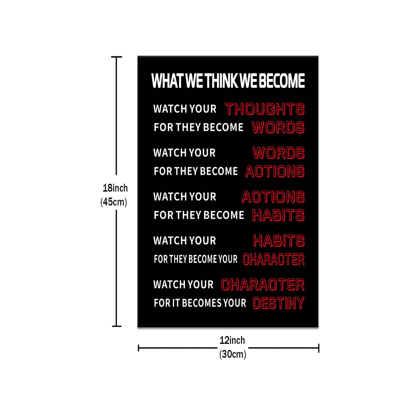 Motivational Canvas Wall Art for Office Inspirational Entrepreneur Quote Watch Yourself Poster Print Positive Picture Painting Decoration for Living Room Classroom Ready to Hang [12''W x 18''H]