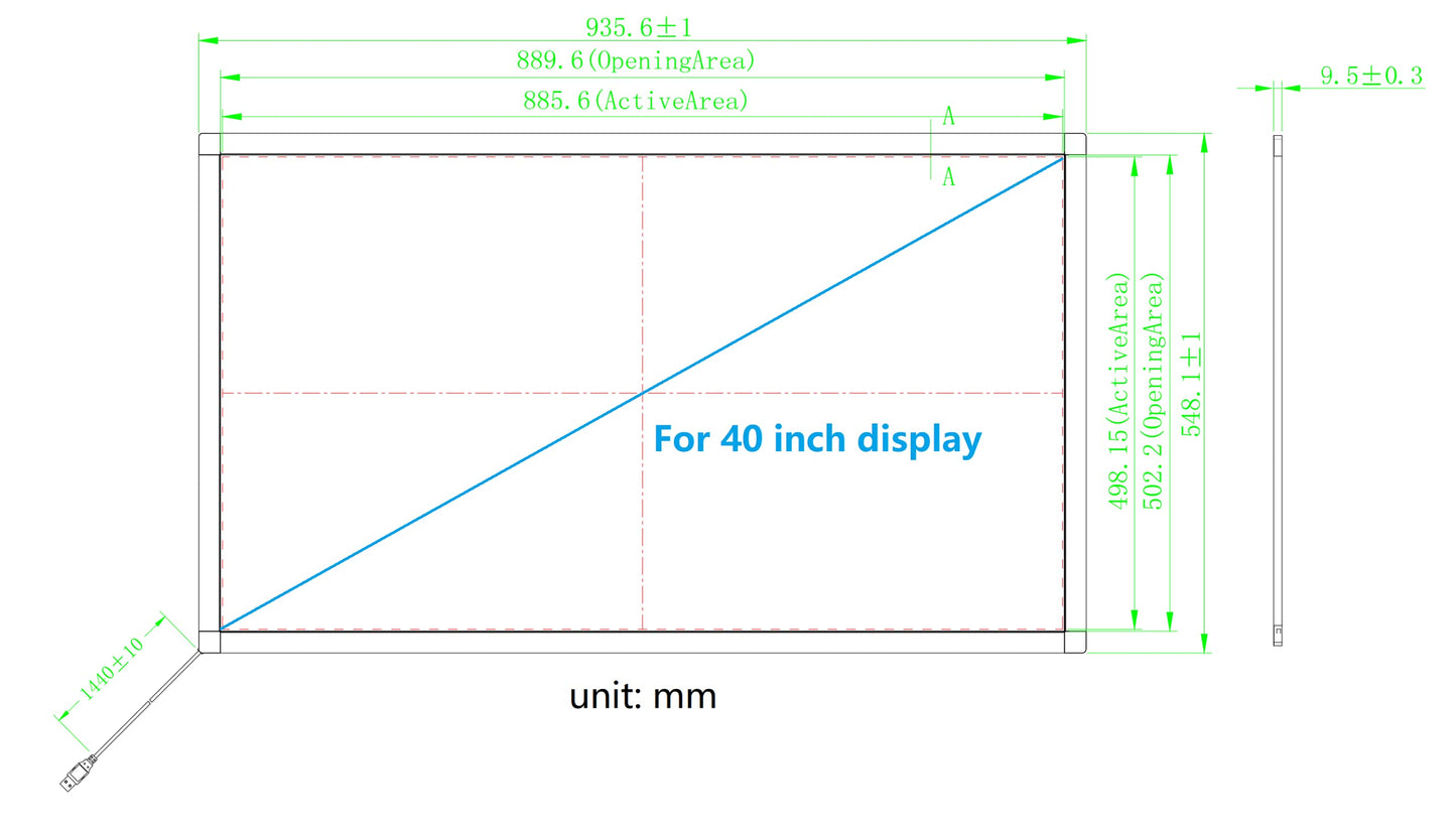 DeYoWo 40 Inch 10 Points Interactive Infrared IR Touch Screen Overlay Frame Free Driver, Design for Touch TV, Touch Monitor, Interactive White Board, Touch Kiosks and Digital Signage