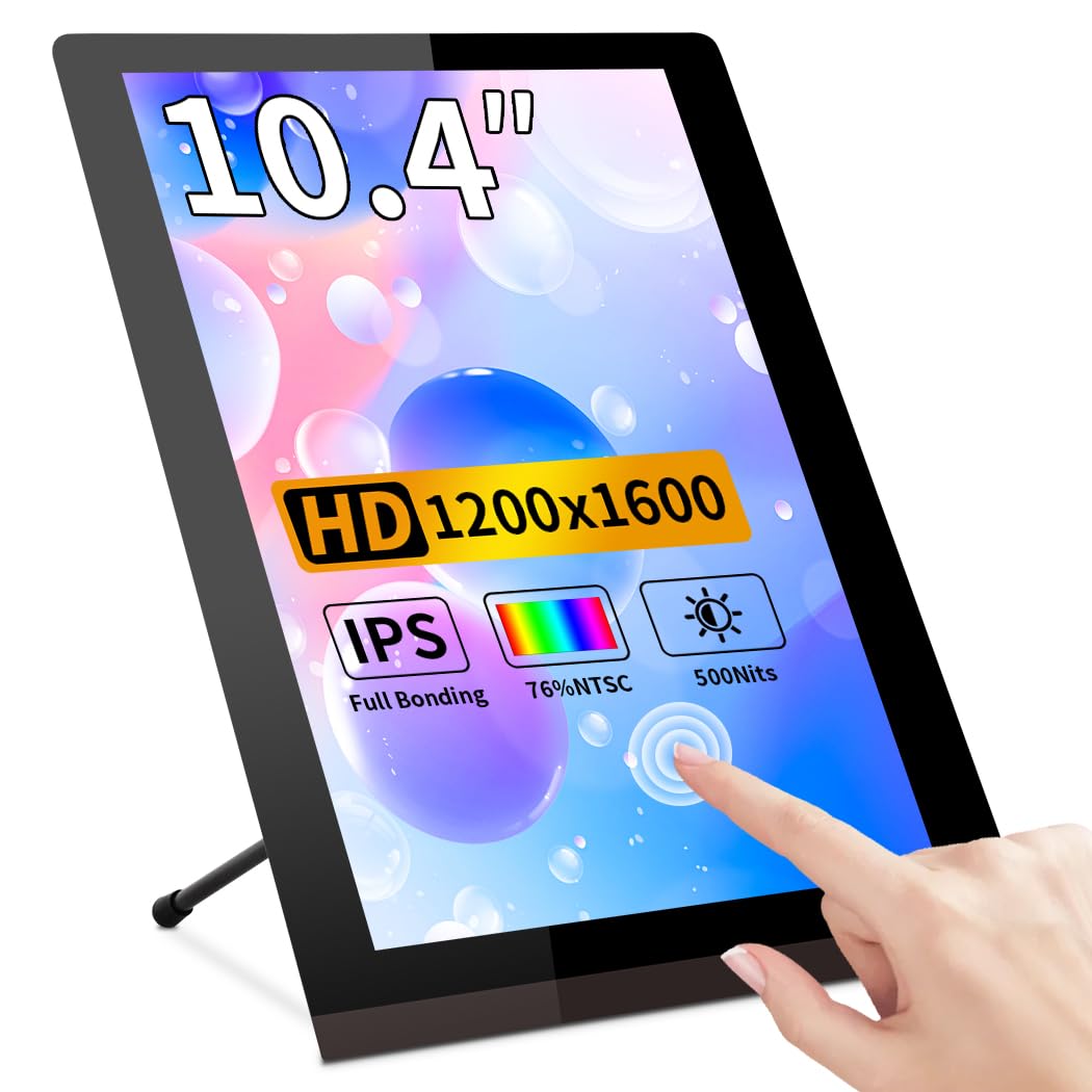 Magedok Touch Screen Display 10.4″, IPS 1200:1600 3:4 Vertical Mini HDMI Screen, 500nits Outdoor Readable Industrial Monitor, Second External Monitor for Laptop Rasp Pi AIDA64 STEM DIY