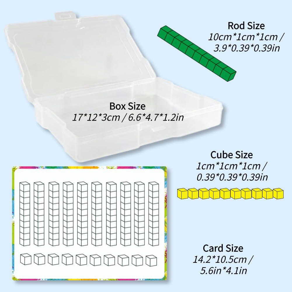 Math Task Boxes Set of 5 Math Manipulatives Themes 230+ Pieces of Number Rods, Base Ten Blocks, Ten Frame Disc Counters, Place Value Blocks, 0-9 Numbers, 3D Shapes, Activity Cards (Base Ten Blocks)