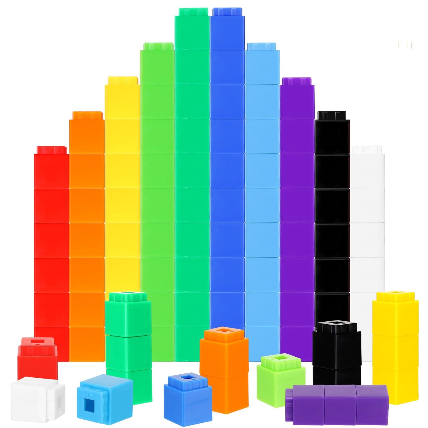 Jenaai 1000 Pieces Linking Counting Cubes, Plastic Counting Blocks, Colorful Math Cubes, Math Manipulatives Classroom Learning Supplies for Preschool Activities Boys Girls(Simple Style)