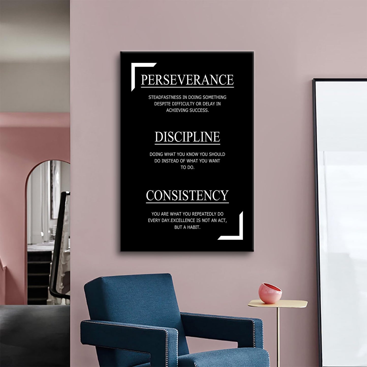 Perseverance Discipline Consistency Success Poster Print Motivational Picture Painting Inspirational Canvas Wall Art for Modern Office Bedroom Living Room School Wall Decor Ready to Hang [24''Wx36''H]