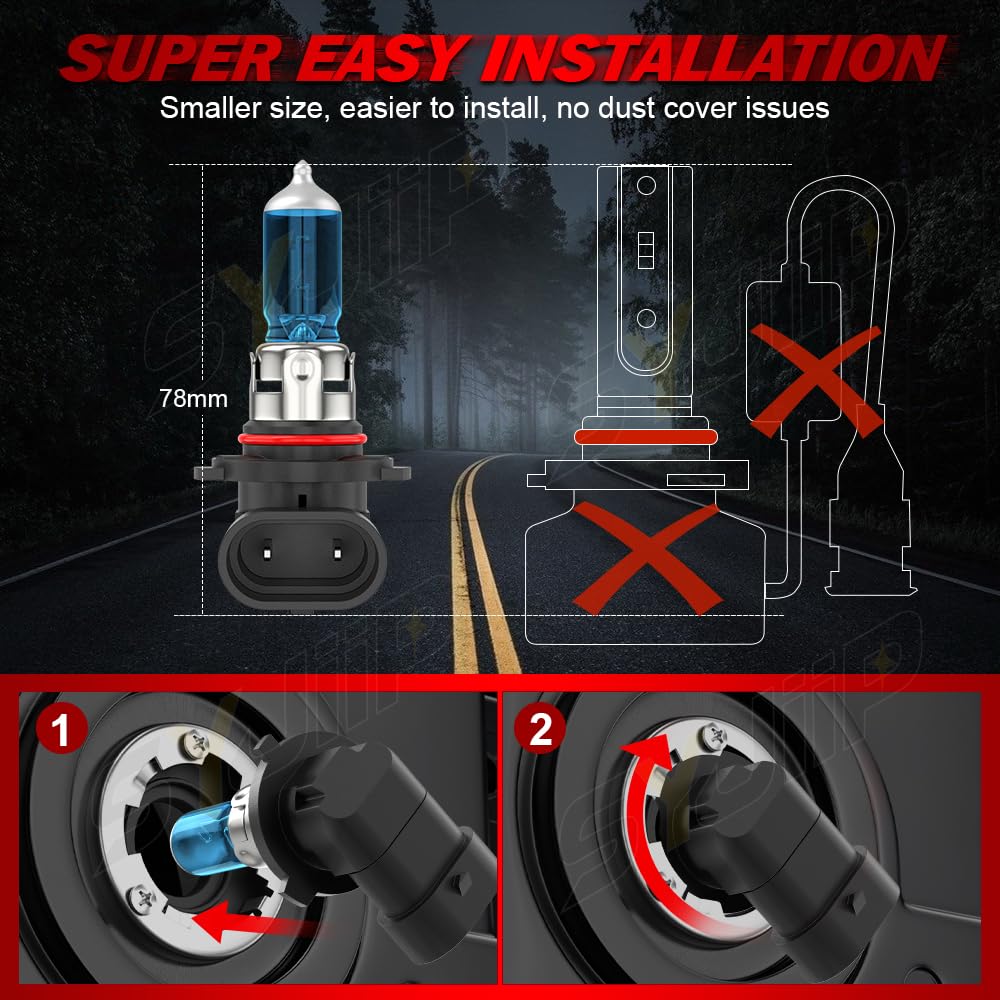 SYJIIP Halogen Headlight Bulbs 9005 H11, 6000K White, 300% Brightness, 4-Pack for Chevy Traverse 2009-2012