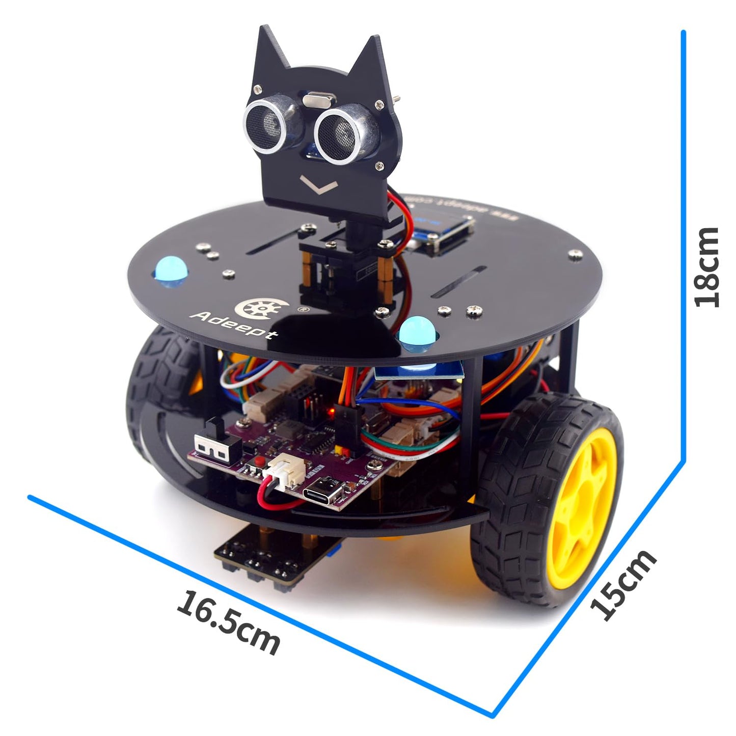 Adeept Smart Car Kit(Compatible with Arduino IDE), Line Tracking, Obstacle Avoidance, OLED Display, Ultrasonic Sensor, Wireless Remote Control, DIY STEM Educational Robot Car Kit (Black)