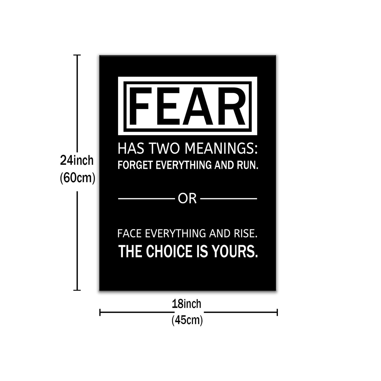 Motivational Canvas Poster Wall Art Fear Has Two Meanings Print Affirmation Inspirational Quotes Positive Theme Picture Painting Artwork for Gym Classroom Office Stretched and Framed [18''Wx24''H]