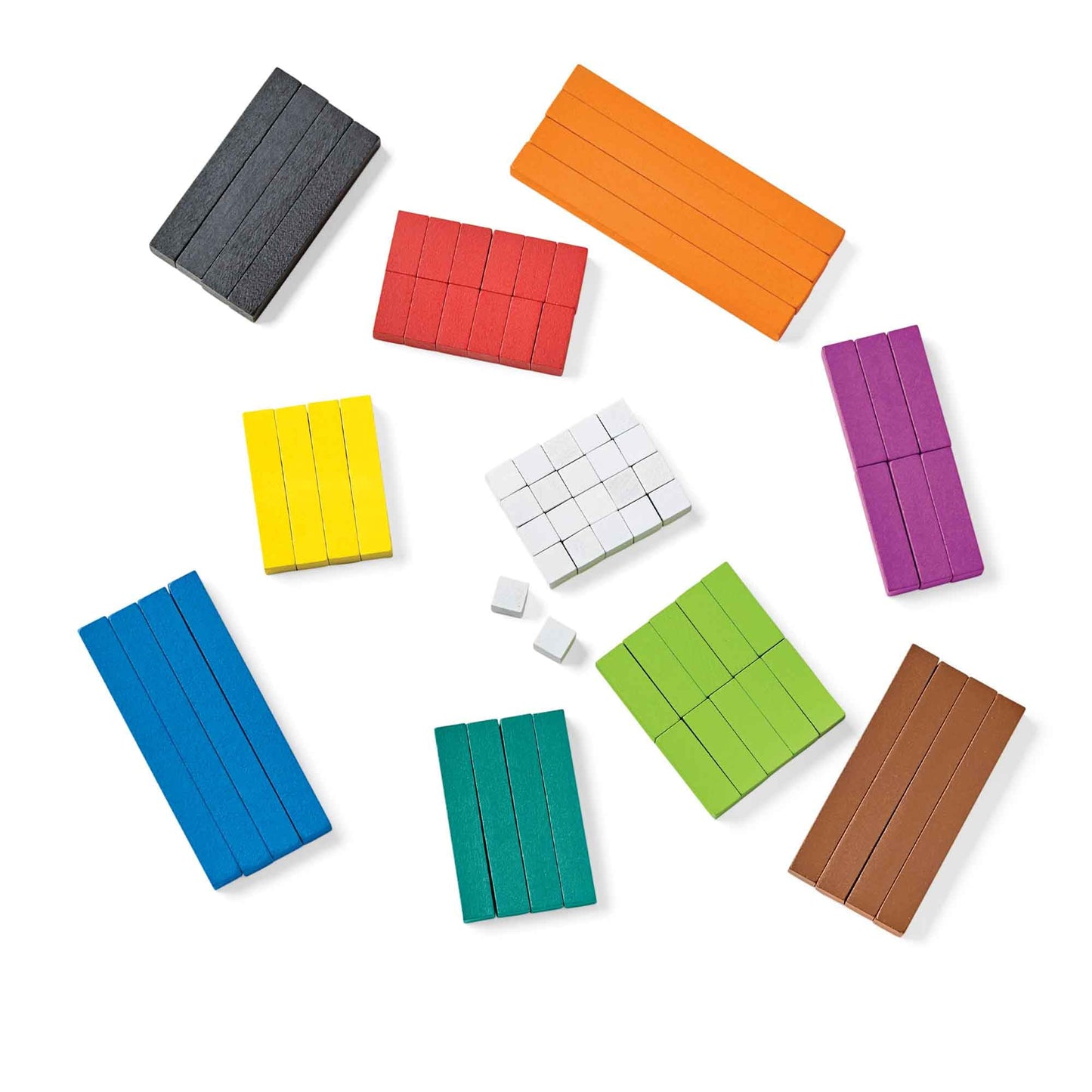 hand2mind Wood Cuisenaire Rods Individual Set, Fraction Bars, Montessori Number Rods, Counting Blocks, Math Manipulatives, Math Teacher Supplies, Kindergarten Homeschool Supplies (Set of 74)