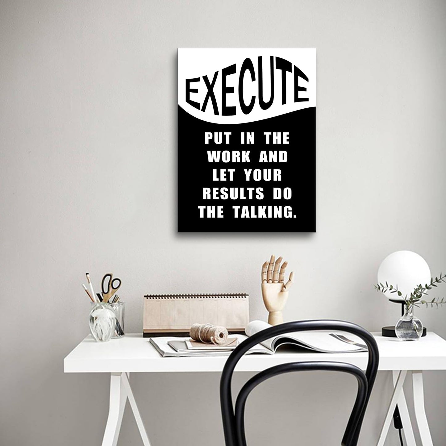 Motivational Canvas Wall Art Execute Entrepreneur Quotes Poster Print Inspirational Pictures Painting for Office Class Room School Wall Decoration Stretched and Framed [18''Wx24''H]