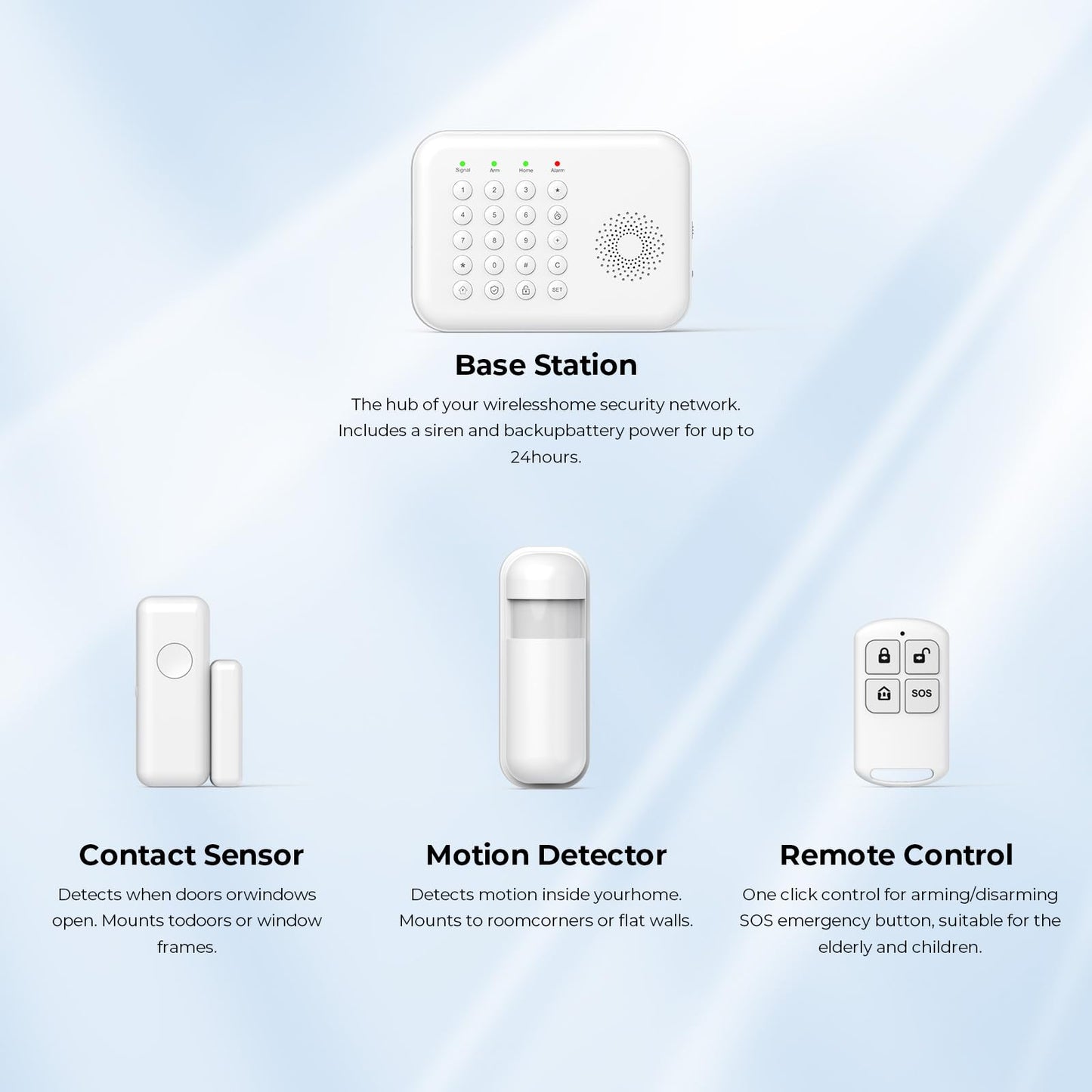 Hapippofa Wireless Home Security System, 8-Piece DIY Kit, No Monthly Fees, WiFi & 4G, Instant App Alerts, Works with Alexa & Google, Door Sensors, Motion Detection, Remote Control
