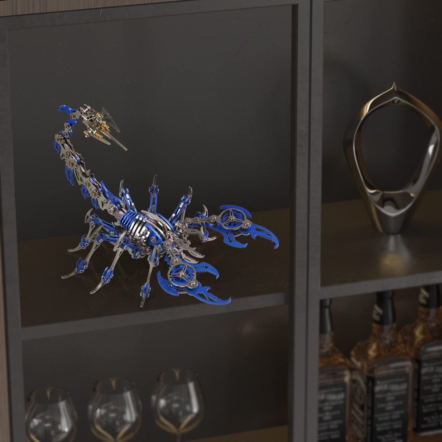 Metalkitor Scorpion 3D Metal Puzzles Kits for Adults Teens – 454 Pcs – Mechanical Assembly Models – 4 Hours to Build – Ideal for Gifts and Decorations (Blue)