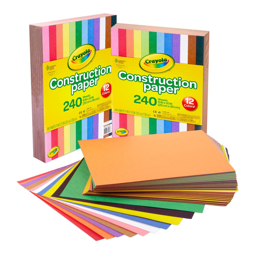Crayola Construction Paper Bulk Pack (480 Sheets) – 10 Assorted Colors, 9x12, Teacher School Supplies & Classroom Must Haves, Card Making Craft Supplies, Art Paper