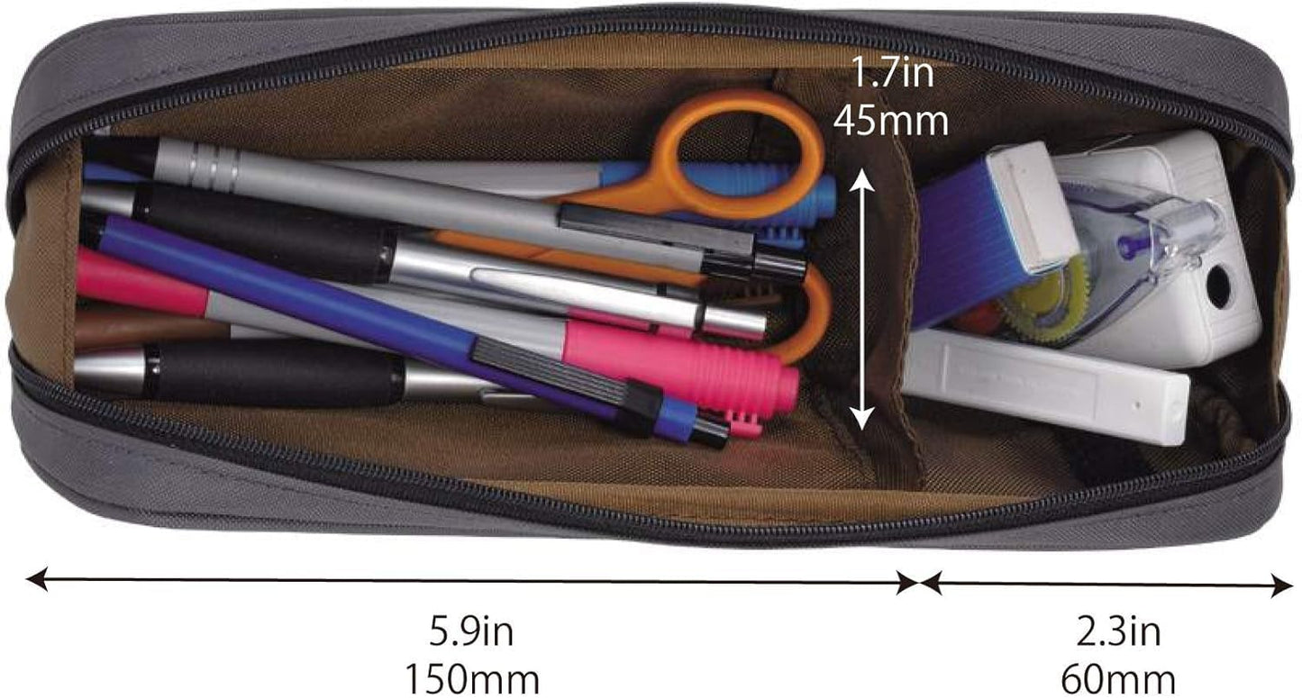 LIHIT LAB Large Capacity Zipper Long Pencil Case For School Office College, Big Capacity Pencil Bag Holder Adults Teen Boys Girls, Travel Cosmetics Storage, Blue (A7552-108)