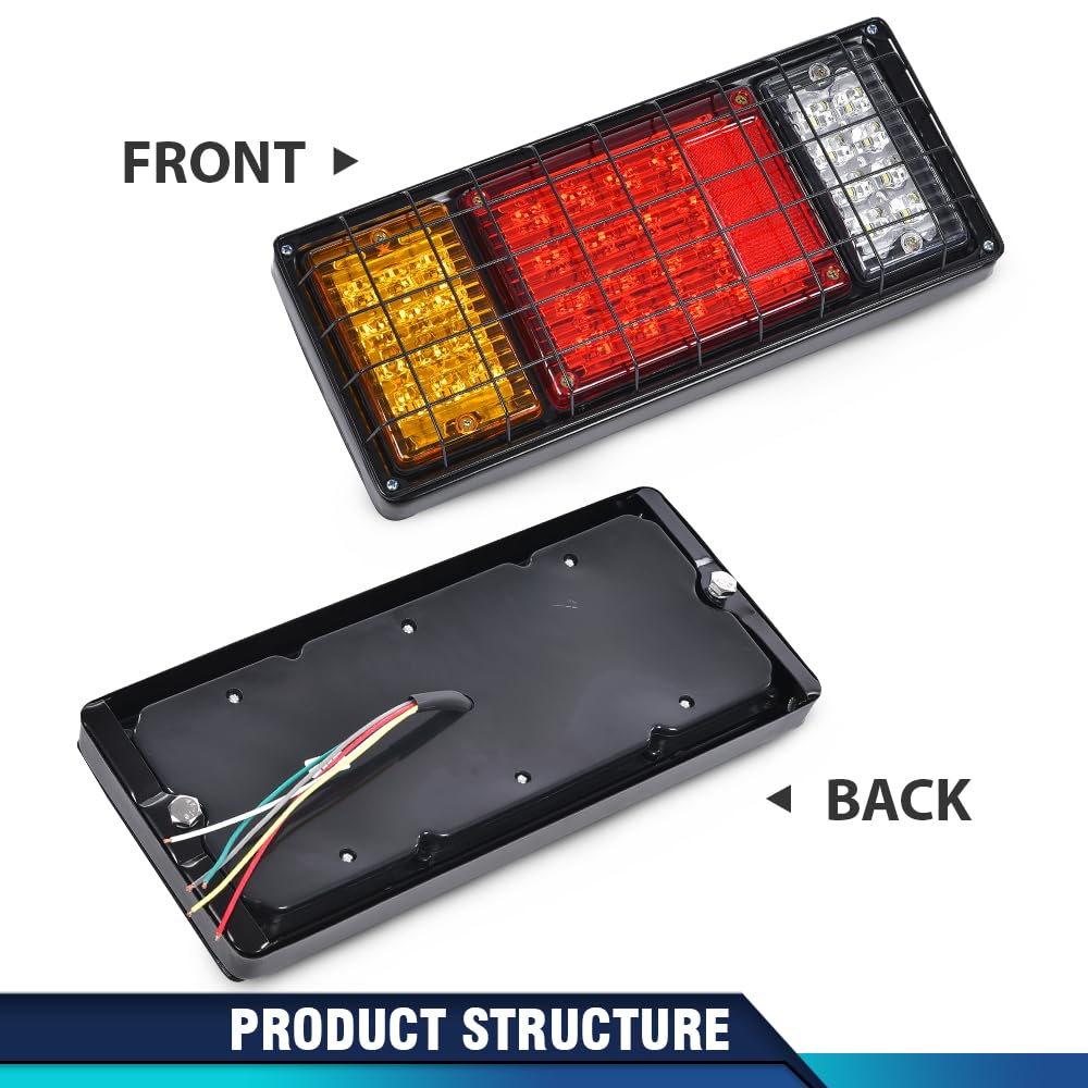 PIT66 40 LED Trailer Lights Tail Turn Signal Brake Reverse Running Lights - Universal Fit for RV, Pickup, Truck, Red
