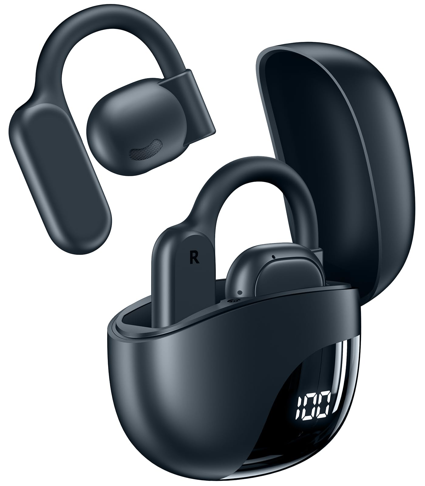 AI Translation Earbuds Real Time 164 Languages 80H Playtime Translator Ear Buds Audifonos Traductores Inglés Español Wireless Earphones Bluetooth AI Headphone for Travel Meeting Learning K08 Jet Black