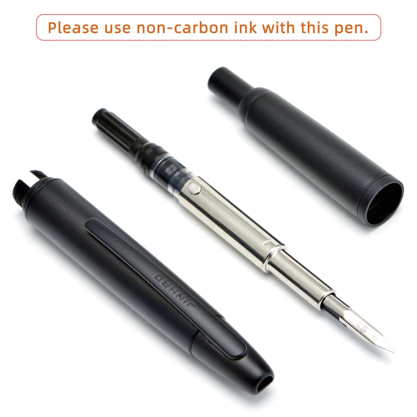 Jinhao 10 Press Fountain Pen with Box, Matte Black Retractable Extra Fine Nib with Ink Converter Set (Clip Version)