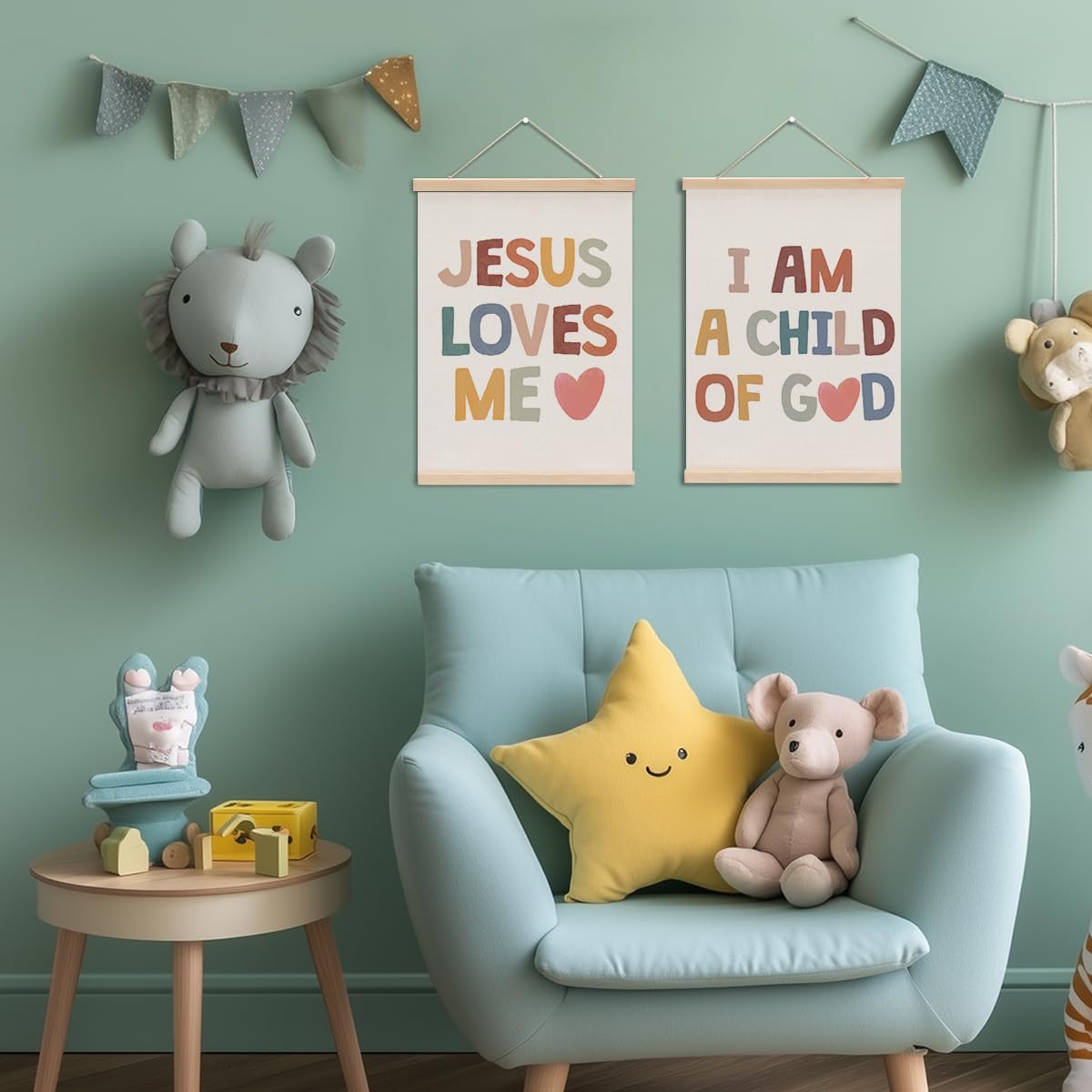 Christian Decor Boho Poster Hanger, Jesus Religious Wall Decor, Christian Gifts Bible Verse Spiritual Gifts Wall Art Wall Hanging Banner Farmhouse Living Room Bedroom Nursery Kitchen Decor