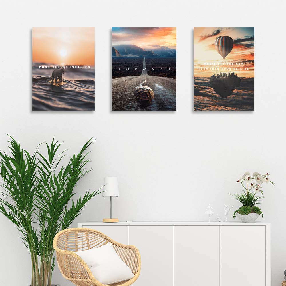 Halioyo Motivational Posters Canvas Painting Inspirational Wall Art Entrepreneur Quote Office Wall Decor Picture Artwork for Living Room Bedroom Home Decoration,12inch x16inch x3pieces