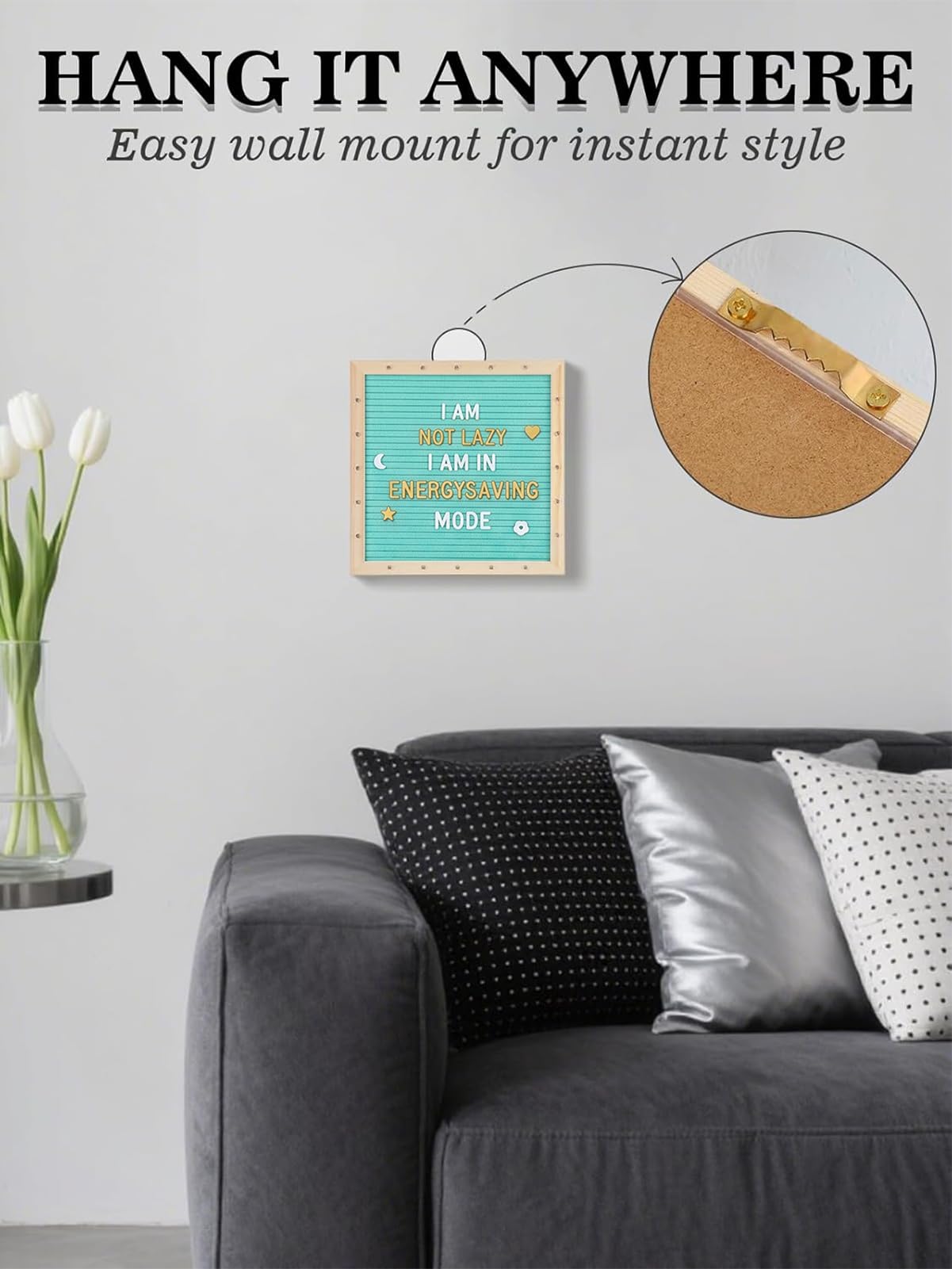 Changeable Felt Letter Board with LED Lights - 10×10" Message Custom Signs & Wood Stand & 450 Letters, Poster Board for Baby/Pregnancy Announcement/Classroom Wall Decor Gifts First Day of School, Blue
