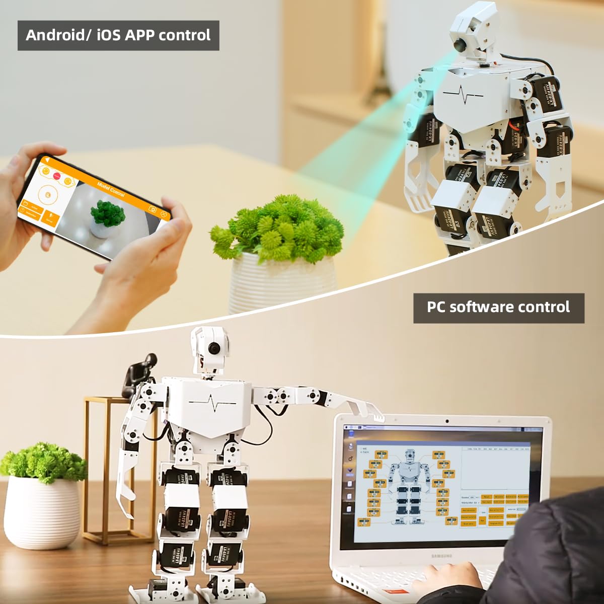 HIWONDER Humanoid Robot with ChatGPT Multimodal AI Models AI Embodied Intelligent Vision Scene Voice Understanding 18DOF Educational Robot Kit Python Programming, TonyPi Advanced & RaspberryPi 5 8GB