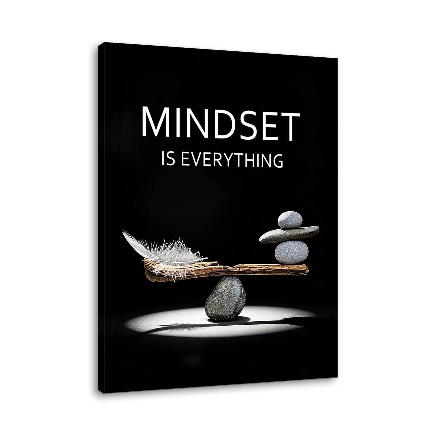 YSPCSUN Inspirational Office Decor Wall Art Mindset Is Everything Canvas Prints Zen Stones Balance Painting Motivational Posters For Bedroom Therapy Room Workspace Ready To Hang 24x18 Inch