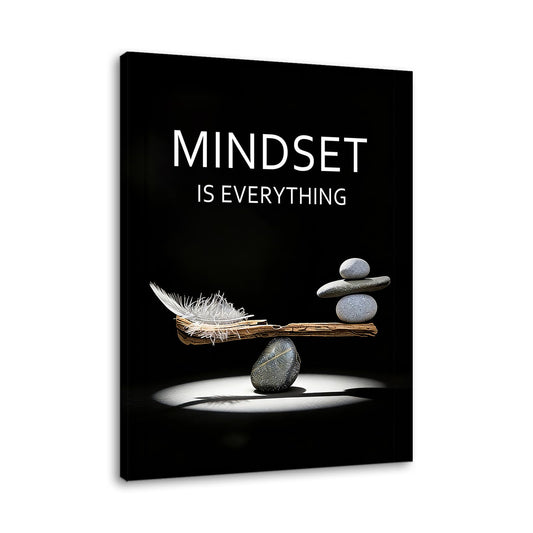 YSPCSUN Inspirational Office Decor Wall Art Mindset Is Everything Canvas Prints Zen Stones Balance Painting Motivational Posters For Bedroom Therapy Room Workspace Ready To Hang 24x18 Inch