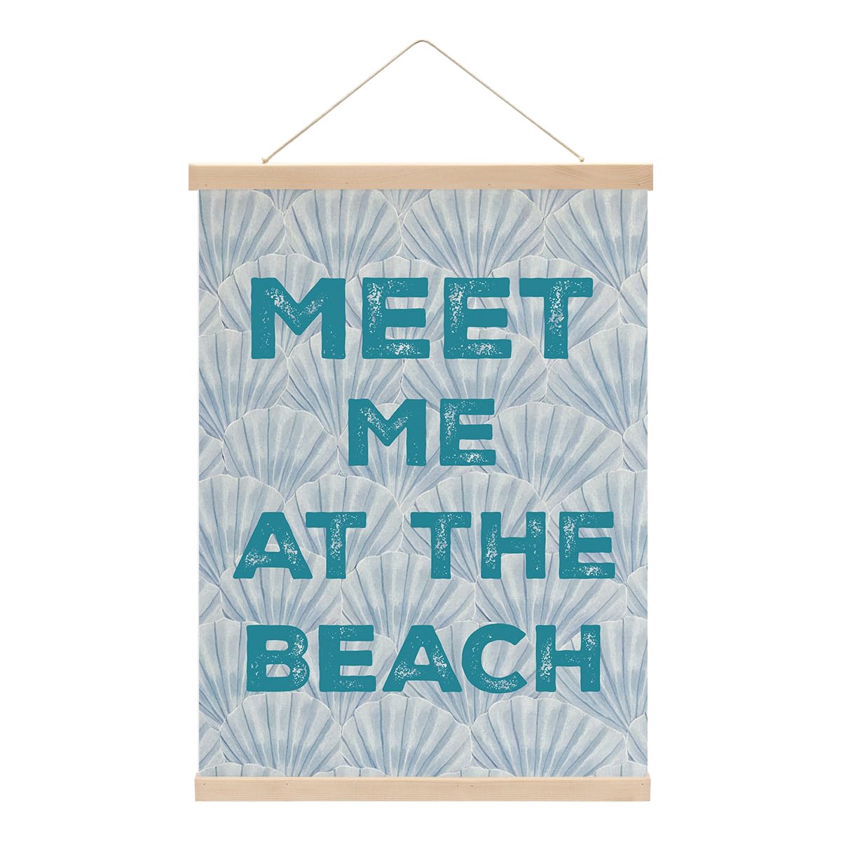 CQM Coastal Cowgirl Beach Room Decor Poster Hanger - Meet Me At The Blach, Aesthetic Seashell Wall Hanging Banner for Bedroom Classroom, Blue Posters Hangers Beach Decor for Girls Room