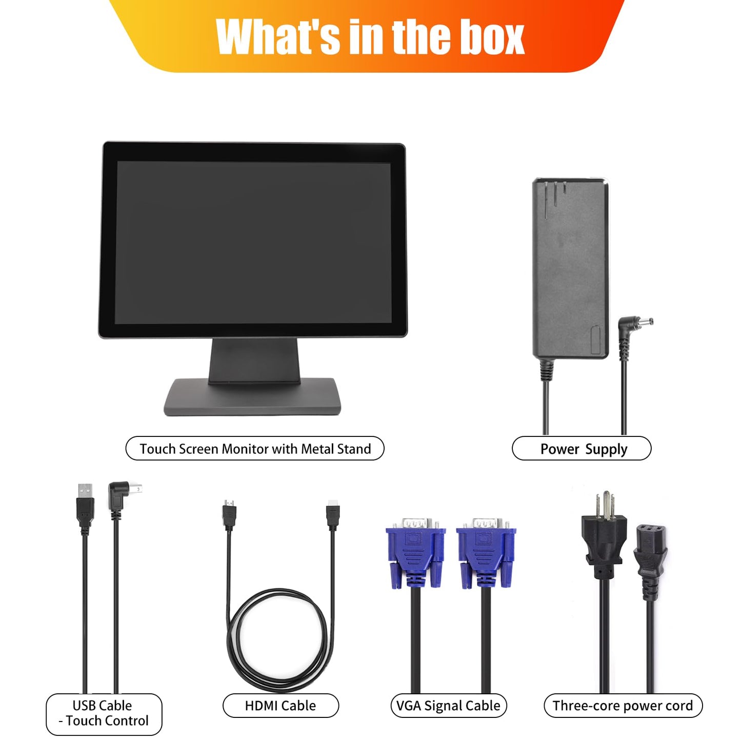 ANGEL POS Commercial Grade 17.3 Inch 1920 x 1080 FHD Touchscreen POS Monitor, 10 Points Touch HDMI VGA, Waterproof Dustproof Screen, Indusitrial, Office, Retail, Gym, Warehouse