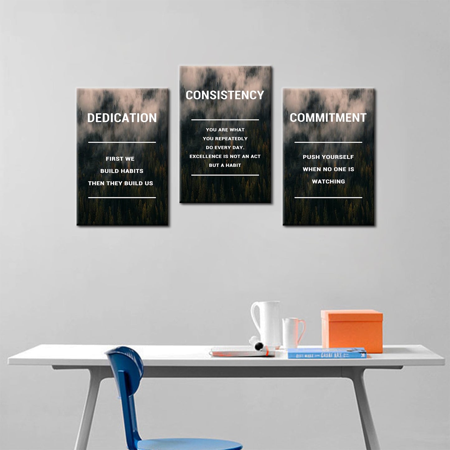 Motivational Canvas Posters Print Wall Art 3 Pieces Inspirational Entrepreneur Quotes Positive Signs Picture Painting Artwork for Modern Home Bedroom Teens Room Gym Stretched and Framed [48''Wx24''H]