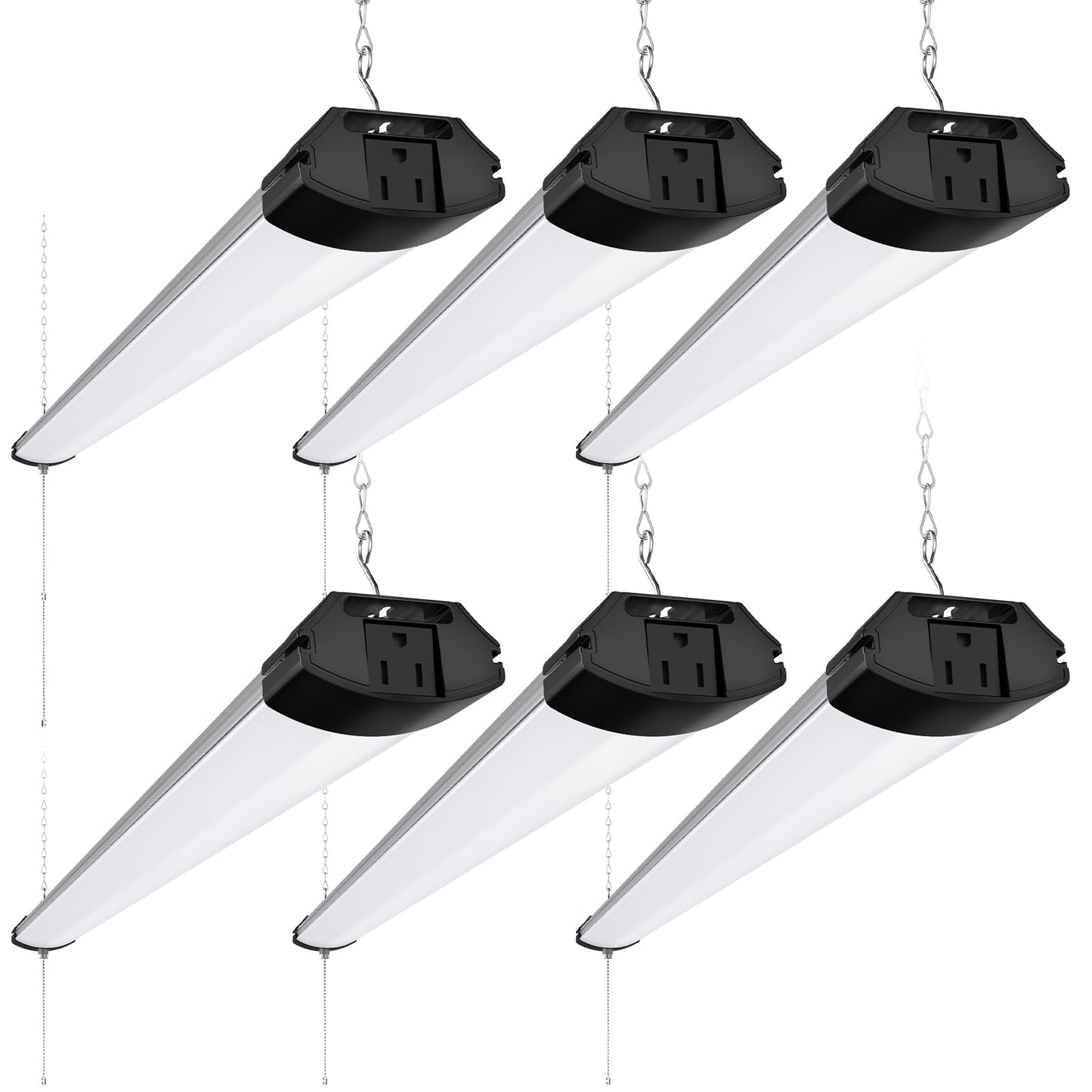 Barrina LED Shop Lights 4FT 84W 10000LM 6500K, Aluminum, Pull Chain, Hanging/Flush Mount, 6 Packs, Model BASP-4FT-