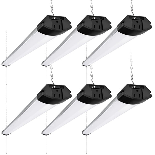 Barrina LED Shop Lights 4FT 84W 10000LM 6500K, Aluminum, Pull Chain, Hanging/Flush Mount, 6 Packs, Model BASP-4FT-