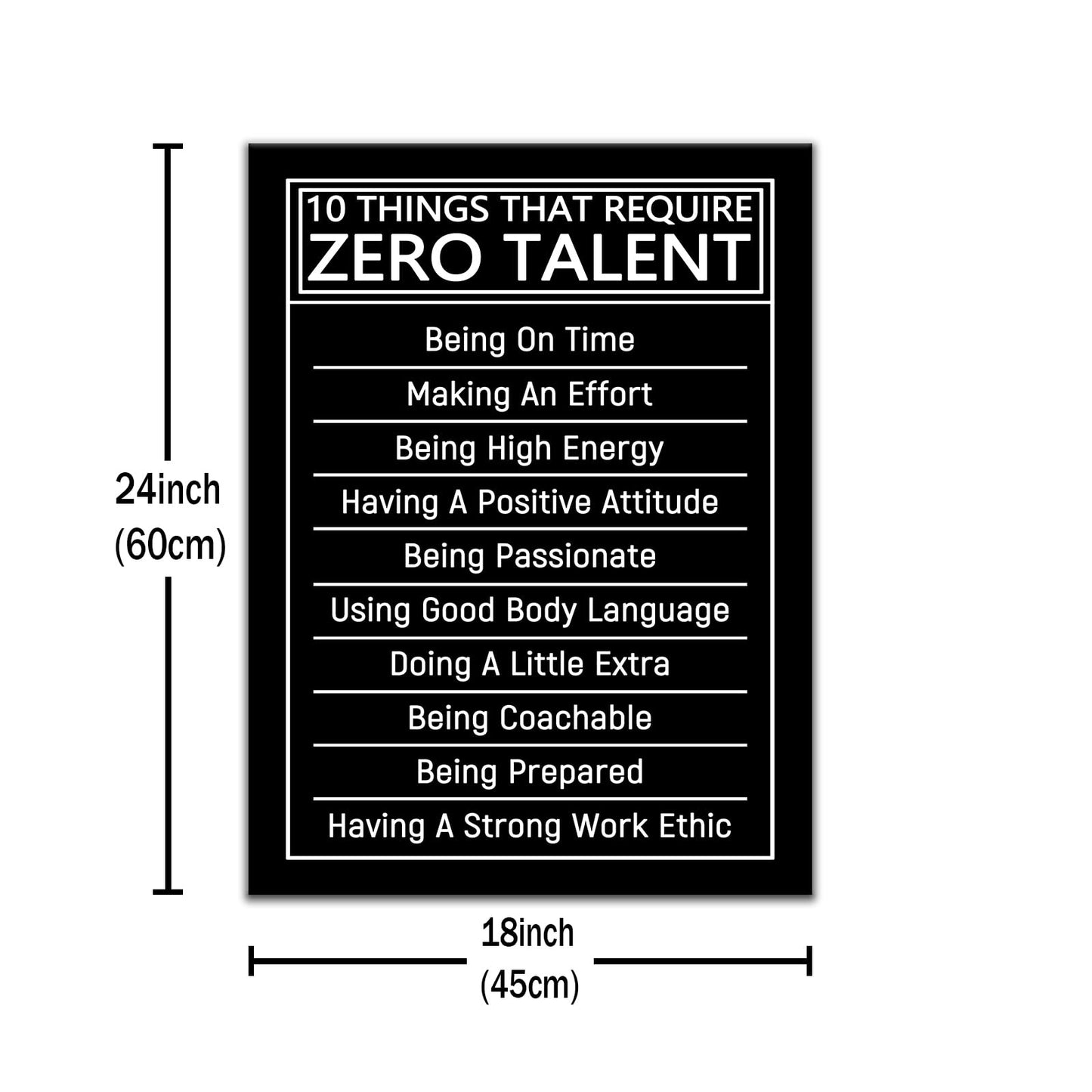 PJQART 10 Things that Require Zero Talent Motivational Canvas Wall Art Office Poster Decor Print Inspiring Quotes Picture Painting Artwork for Bedroom Classroom Hallway Ready to Hang [18''W x 24''H]