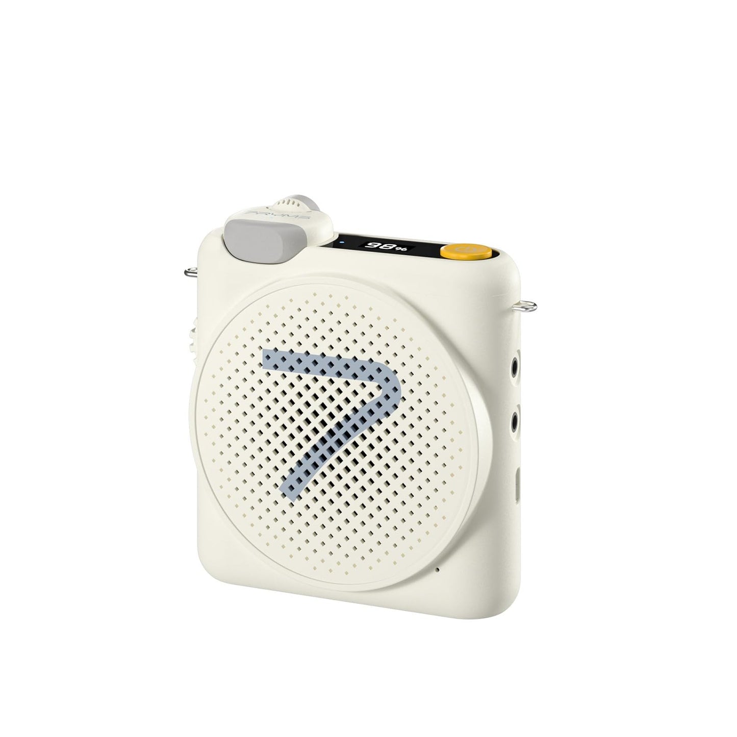 7RYMS WA2 Voice Amplifier for Teachers with Wireless Lavalier Microphone,Portable Speaker for Classroom,Speech,Training Outdoor,Mini Speaker Clip-On Mic- Noise Canceling,164ft Range,23H Working-White