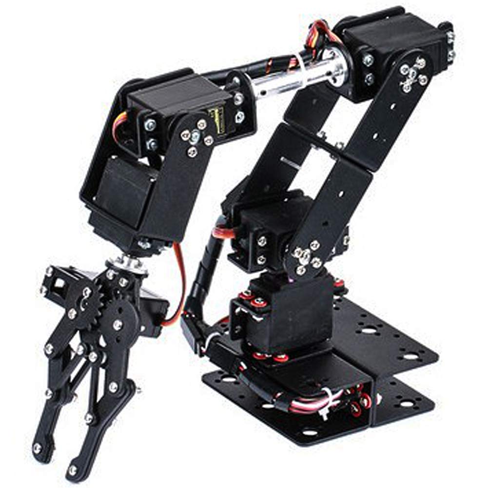 6DOF Robot Mechanical Arm Kit, Programming Robotic Clamp Hand Claw with 6 Servo Motors, 180 Degree Angle Manipulator Industrial Robot Parts for College Teaching