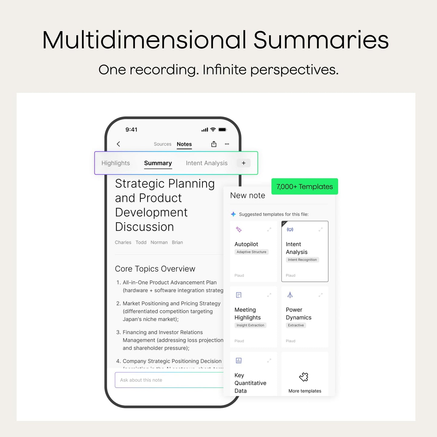 Plaud Note AI Voice Recorder, Note Taker w/Case, App Control, Transcribe & Summarize with AI, Support 112 Languages, for Meetings, Calls, Lectures, Professionals, Teams, Silver, Non-Pro Version