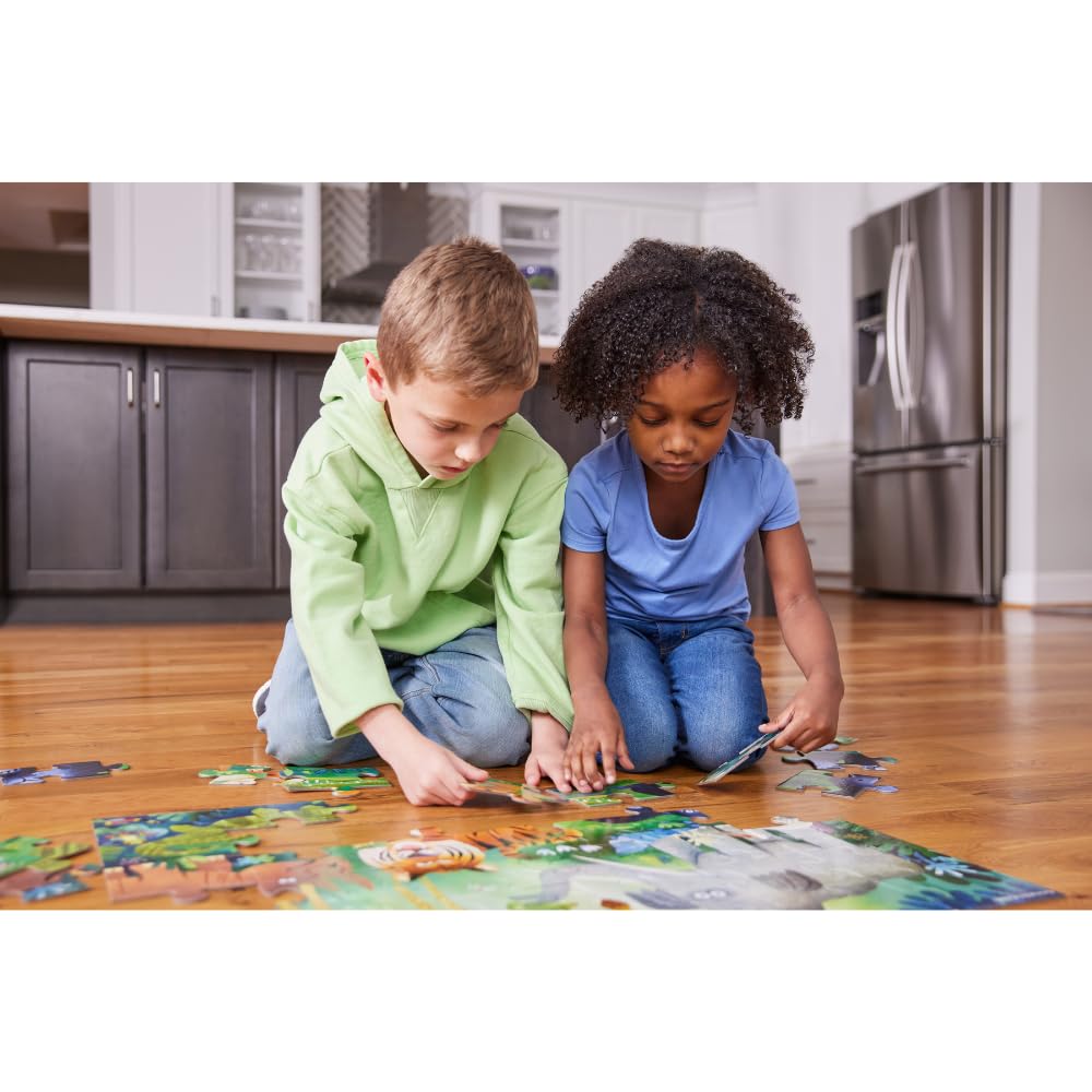 Crocodile Creek Jigsaw Puzzle, 36 Piece for Kids 3 Years and Up, Heavy-Duty Shaped Box for Storage, Finished Puzzle Size 18 x 24 inches, Wild Kingdom