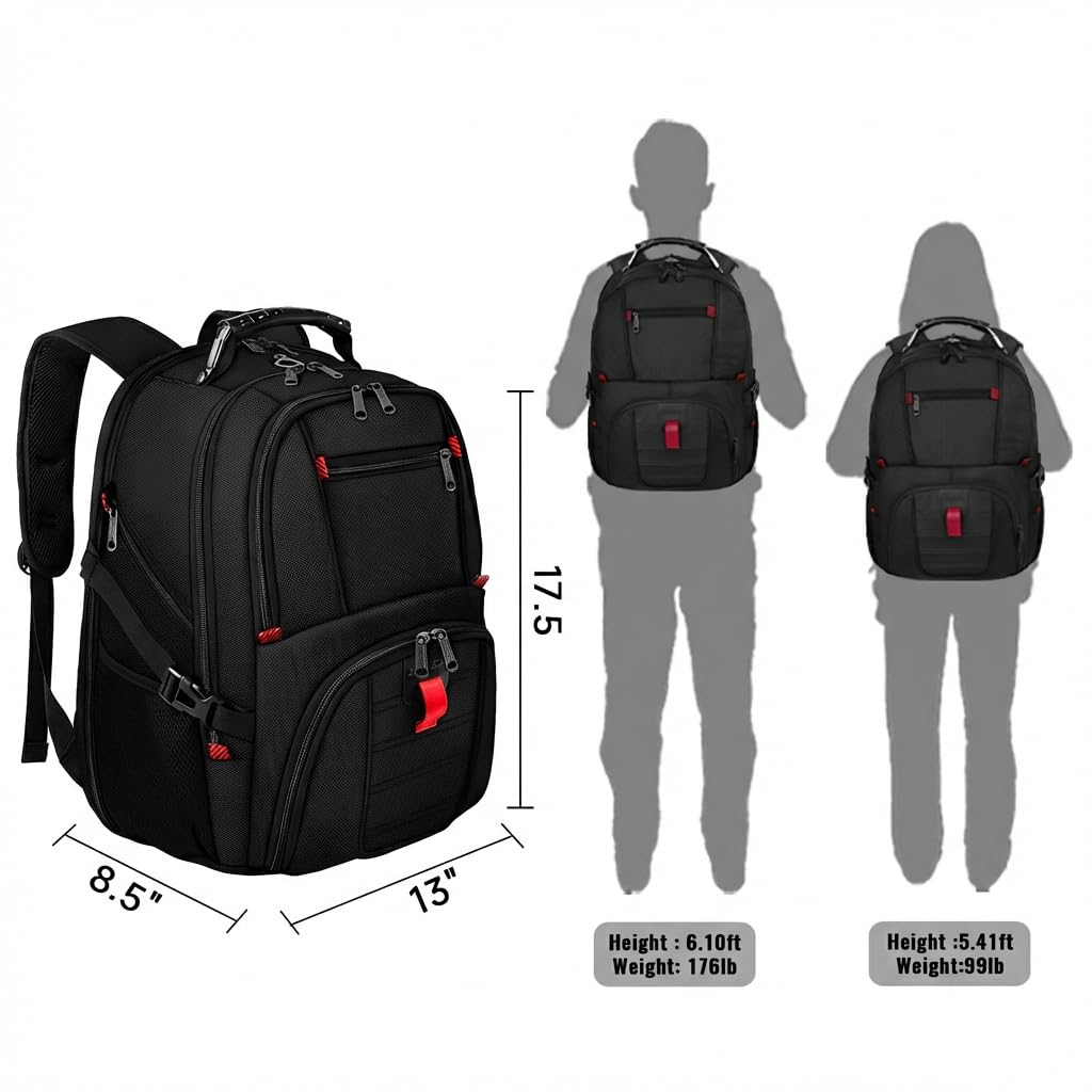 YOREPEK Large Laptop Backpack for Men, Heavy Duty Travel Backpack Carry On Flight Approved, 17 Inch College Work Bookbag, Water Resistant Business Backpack for Men Women, mochilas para hombres