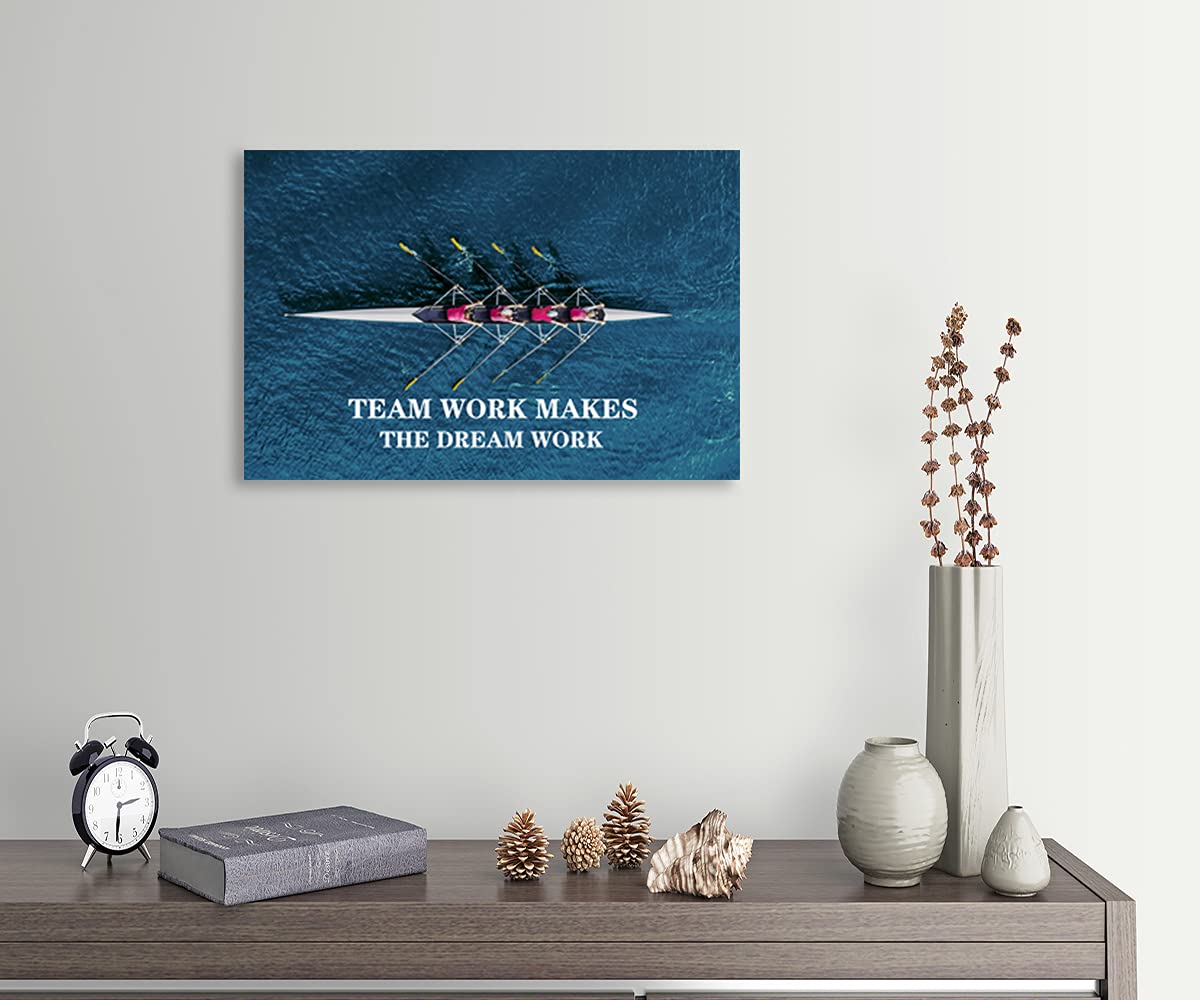 Motivational Wall Art Motivational Poster Team Work Makes The Dream Entrepreneur Canvas Printmaking Inspiring Motto Picture Modern Art Home Office Decoration Ready to Hang[12''W X 18''H]